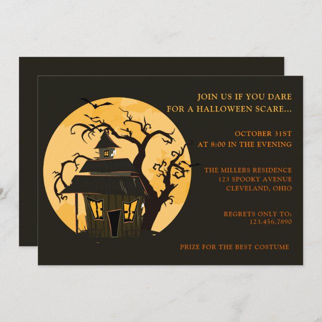 Scary Halloween Party Invitation (Front/Back)