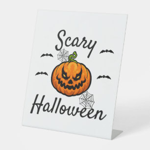Scary Halloween Pedestal Sign