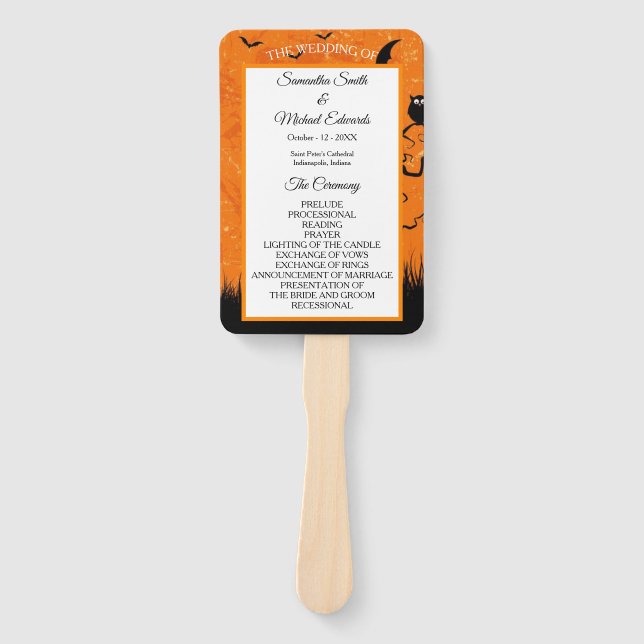 Scary Halloween Personalise Wedding Program Hand Fan (Front)