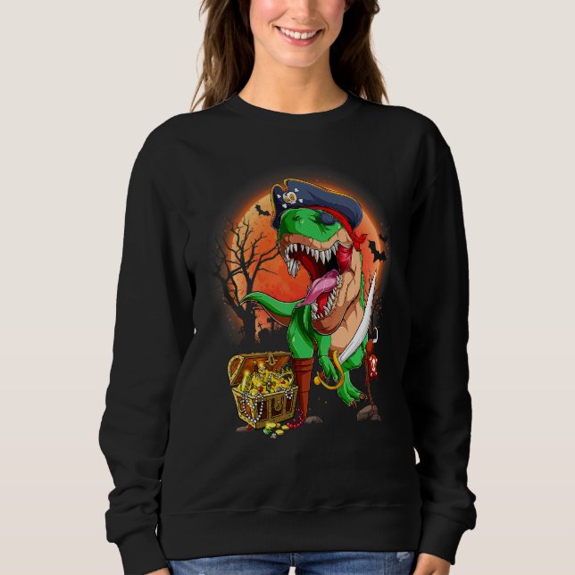Scary Halloween Pirate Dinosaur Rex Jackolantern B Sweatshirt (Front)