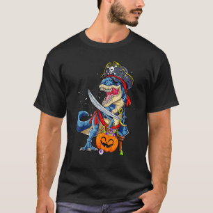 Scary Halloween Pirate Dinosaur Rex Jackolantern B T-Shirt