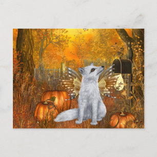 Scary Halloween Postcard with Fairy Fox