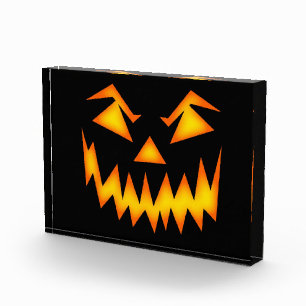 Scary Halloween Pumpkin Face Photo Box Block