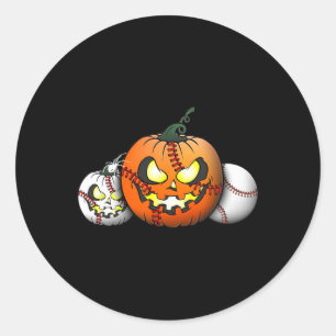 Scary Halloween Pumpkin For Baseball Players Teach Classic Round Sticker