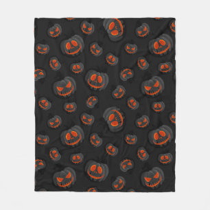 Scary Halloween Pumpkin Lantern Pattern Fleece Blanket