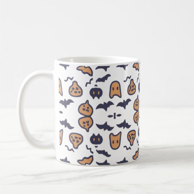 Scary Halloween Pumpkin Pattern Coffee Mug (Left)