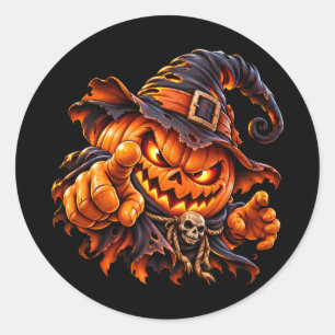 Scary Halloween Pumpkin Pointing Finger Sticker -