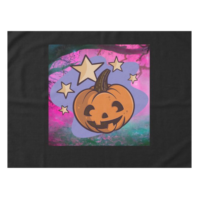 scary halloween pumpkin tablecloth (Front (Horizontal))