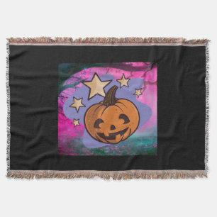 scary halloween pumpkin throw blanket