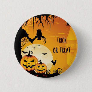 Scary Halloween Pumpkins and Full Moon 6 Cm Round Badge