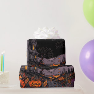 Scary Halloween Pumpkins Wrapping Paper
