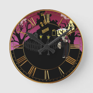 Scary Halloween Round Clock