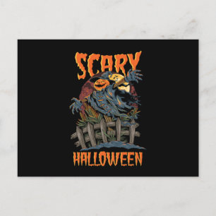 Scary Halloween Scarecrow Bats Pumpkin Horror Gift Postcard