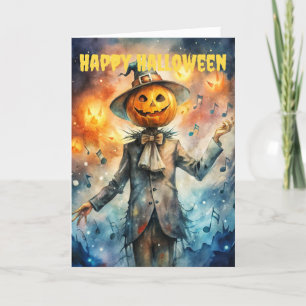 Scary Halloween Scarecrow Holiday Card