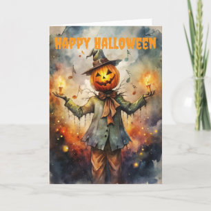 Scary Halloween Scarecrow Holiday Card