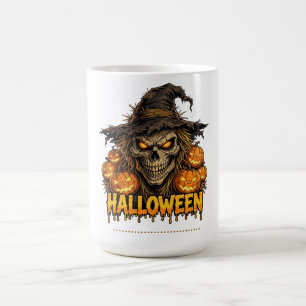 Scary Halloween Scarecrow Skull Coffee Mug