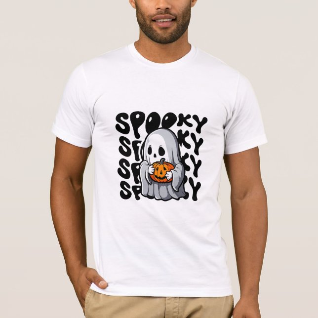 Scary Halloween shirt with ghost design (Front)