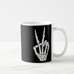 Scary Halloween Skeleton Peace Hand Sign Coffee Mug