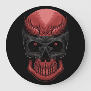 Scary Halloween Skull  Throw Pillow Large Clock