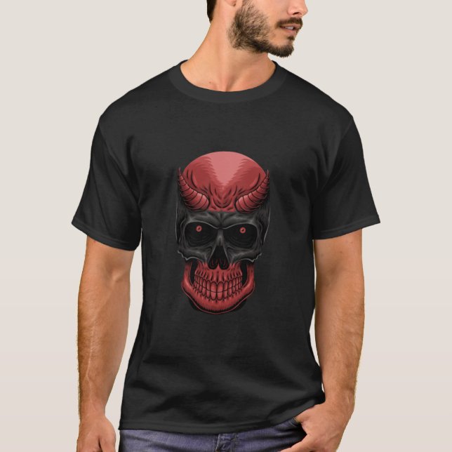 Scary Halloween Skull  Throw Pillow Large Clock T- T-Shirt (Front)