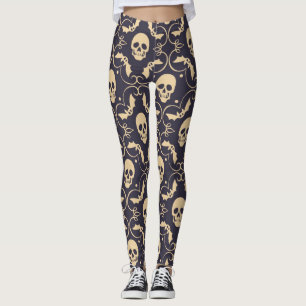 Scary Halloween Skulls Pattern Leggings
