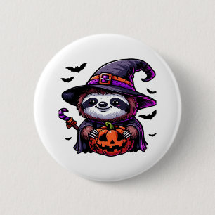 Scary Halloween Sloth Witch Hat Costume Spooky Sea 6 Cm Round Badge