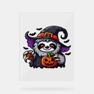 Scary Halloween Sloth Witch Hat Costume Spooky Sea Acrylic Sign