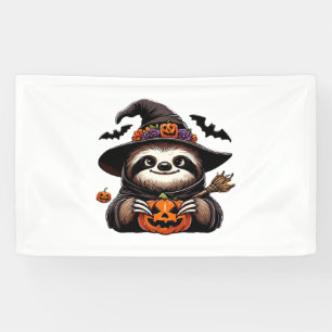 Scary Halloween Sloth Witch Hat Costume Spooky Sea Banner