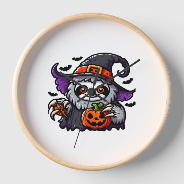 Scary Halloween Sloth Witch Hat Costume Spooky Sea Clock (Front)