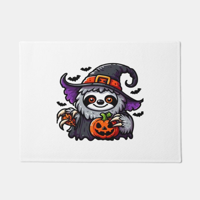 Scary Halloween Sloth Witch Hat Costume Spooky Sea Doormat (Front)