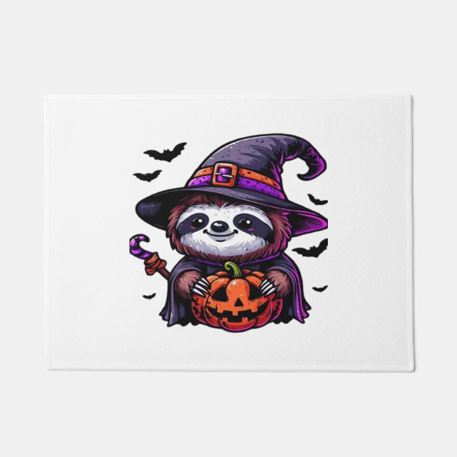 Scary Halloween Sloth Witch Hat Costume Spooky Sea Doormat (Front)