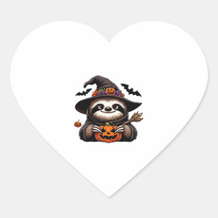 Scary Halloween Sloth Witch Hat Costume Spooky Sea Heart Sticker