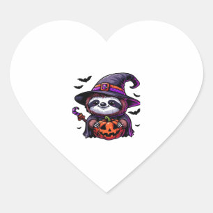 Scary Halloween Sloth Witch Hat Costume Spooky Sea Heart Sticker