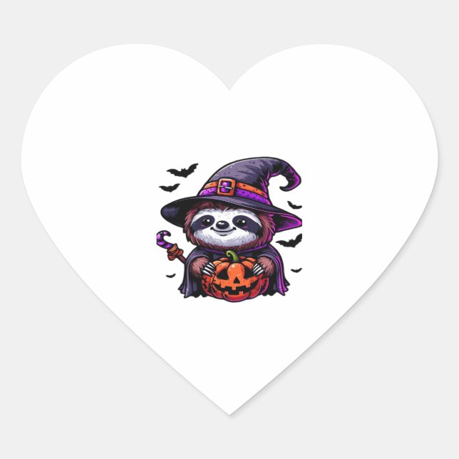 Scary Halloween Sloth Witch Hat Costume Spooky Sea Heart Sticker (Front)