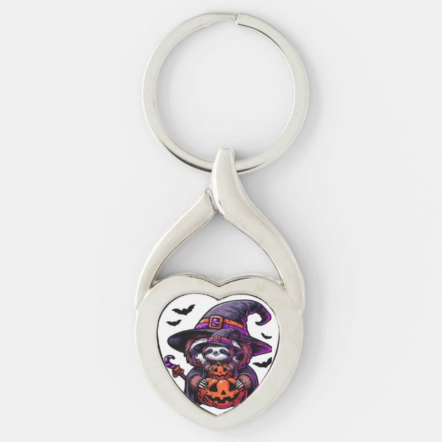 Scary Halloween Sloth Witch Hat Costume Spooky Sea Key Ring (Front)