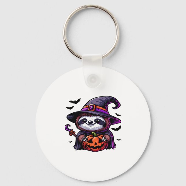 Scary Halloween Sloth Witch Hat Costume Spooky Sea Key Ring (Front)