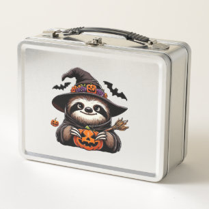 Scary Halloween Sloth Witch Hat Costume Spooky Sea Metal Lunch Box