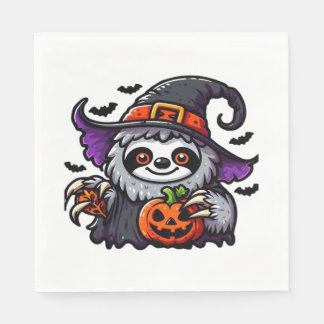 Scary Halloween Sloth Witch Hat Costume Spooky Sea Napkin