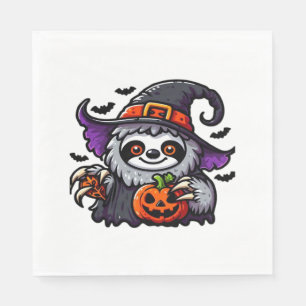 Scary Halloween Sloth Witch Hat Costume Spooky Sea Napkin