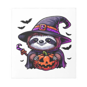 Scary Halloween Sloth Witch Hat Costume Spooky Sea Notepad