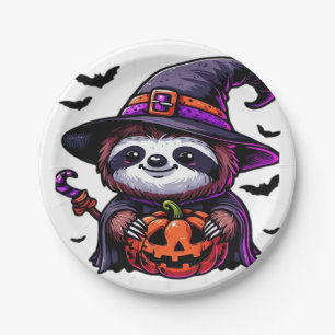 Scary Halloween Sloth Witch Hat Costume Spooky Sea Paper Plate