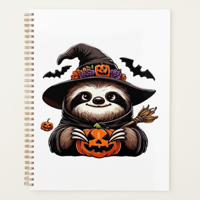 Scary Halloween Sloth Witch Hat Costume Spooky Sea Planner (Front)