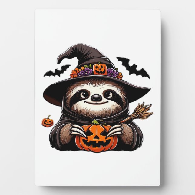 Scary Halloween Sloth Witch Hat Costume Spooky Sea Plaque (Front)