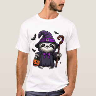Scary Halloween Sloth Witch Hat Costume Spooky Sea T-Shirt