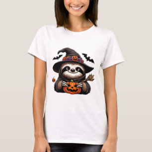 Scary Halloween Sloth Witch Hat Costume Spooky Sea T-Shirt