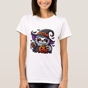 Scary Halloween Sloth Witch Hat Costume Spooky Sea T-Shirt
