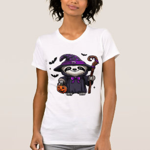 Scary Halloween Sloth Witch Hat Costume Spooky Sea T-Shirt