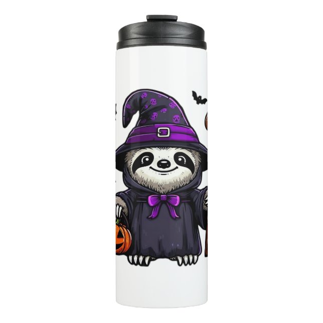 Scary Halloween Sloth Witch Hat Costume Spooky Sea Thermal Tumbler (Front)
