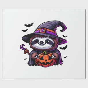 Scary Halloween Sloth Witch Hat Costume Spooky Sea Wrapping Paper