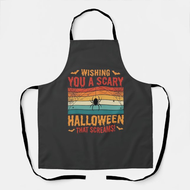 Scary Halloween Spider Web Sunset Design_1 Apron (Front)